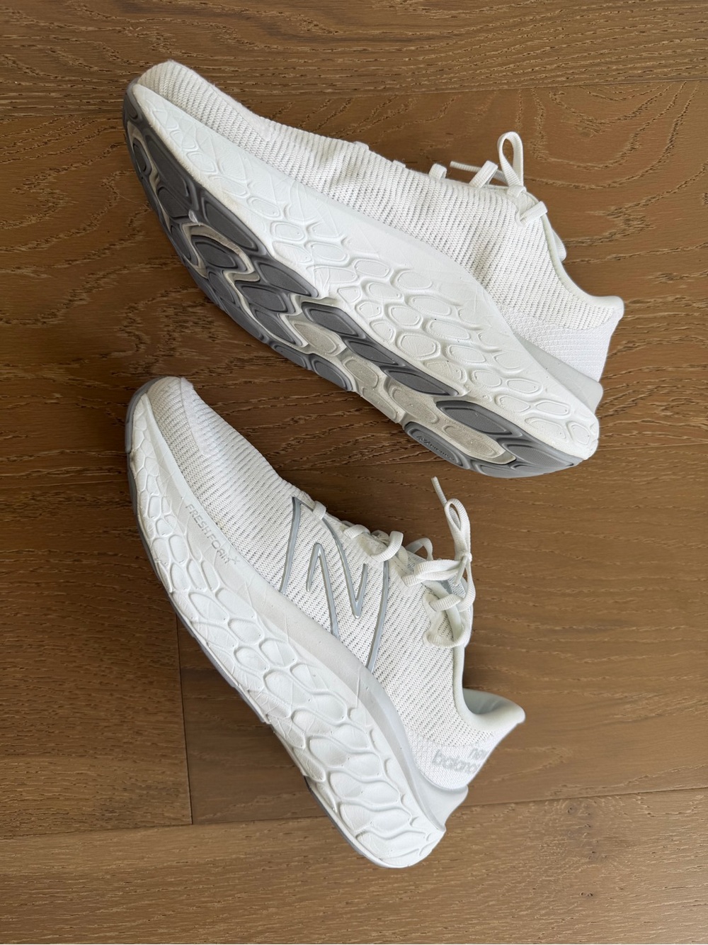New Balance White Knit Training Sneakers